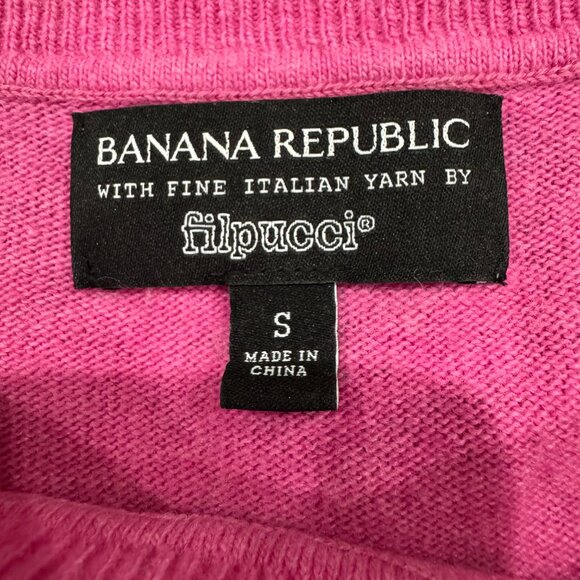 Banana Republic Italian Cashmere/Wool Blend Sweater Barbie Pink, Ruffle Cuffs SM - Picture 4 of 5